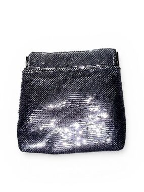 Anthropologie Metallic charcoal gray Sequin Coin purse, wallet, make up